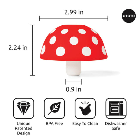 Cool Mushroom Shaped Silicone Funnel Foldable Kitchen Tool, wide mouth, BPA free, 2.99x2.24x0.9 in, dishwasher safe.