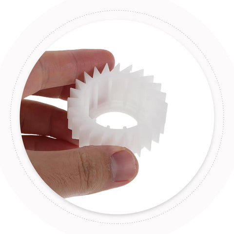 Washer Clutch Ratchet Replacement Part With Durable Plastic For Smooth Operation And Everyday Laundry Fix In Home Washers Boss Level Wear Resistant Gear For Easy Maintenance And Reliable Laundry Repair, white gear held by hand