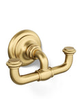 Artifacts Double Robe Hook In Vibrant Brushed Moderne Brass For Bathroom Storage No Fuss Heavy Duty Metal Hardware With Tarnish Resistant Finish