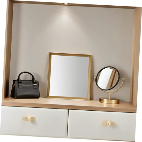 Old School Zinc Alloy Cabinet Handles With Backplates In Golden Finish on white drawers, showcasing vintage style.