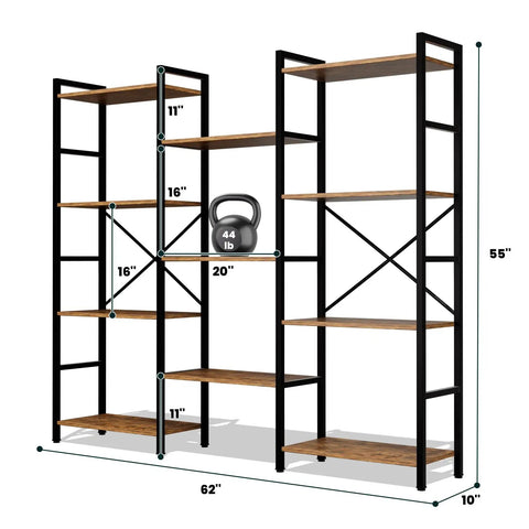 Image of a Four Tier Book Shelf With Sturdy Metal Frame Freestanding Modern Bookcase Display Shelves dimensions and weight