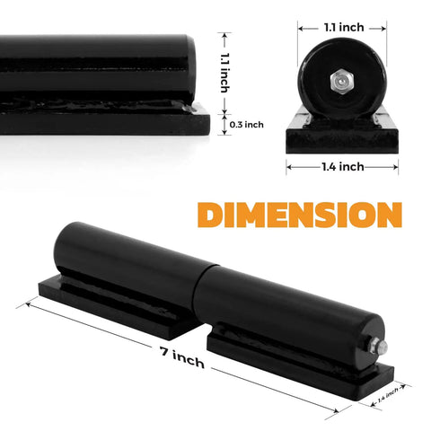 Beefy Heavy Duty Gate Hinge 7 Inch Weld On Install For Wood And Metal Fence Black Finish 900 Lbs Per Pair Thick Steel Construction