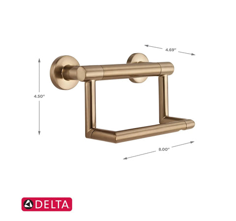 Champagne Bronze Tissue Holder And Assist Bar For Bathroom That Delivers Real 300 Lb Support With Zinc Posts And Stainless Steel Bar