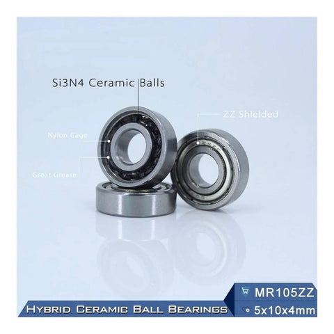 Top Grade Mr105 3NC Hybrid Ceramic Bearings For Industrial Motors And Spindles Featuring Abrasive Resistant Si3N4 Balls with ABEC 1 shown.