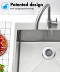 Reversible Chain Mesh Sink Strainer for Effortless Clean Up and Debris Catcher Large Capacity No Clog in 304 Stainless Steel installed in sink