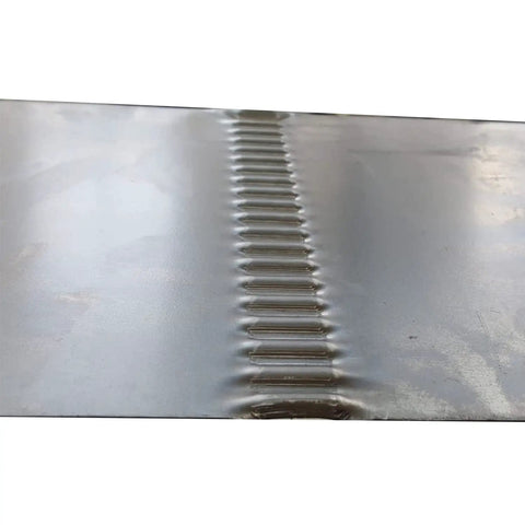 Close-up of ribbed sheet metal formed by Electric Bead Bending Machine For Sheet Metal, 11.8 Inch Throat, 8 Gauge Capacity.