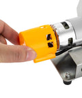 Mini Belt Sander With Grinding And Buffing Wheel Electric Variable Speed Grinder For Wood Polish showing the motor casing being adjusted.