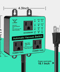 Heavy Duty Automatic Vacuum Switch For Dust Collector And Shop Vac Featuring Dual Power Tool Outlets To Effortlessly Ignite Your Woodshop Projects Right Now, measuring 4.3x4.1 inches.