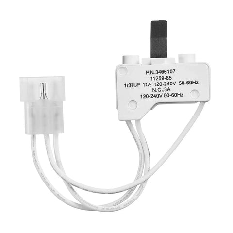Door Switch Replacement For Whirlpool And Maytag Dryers Replaces 3406107 3406109 with wires and connector detail