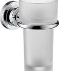 Citterio Tumbler And Holder In Chrome Solid Brass Wall Mount Bath Accessory With Frosted Crystal Glass Tumbler Modern Chrome Finish