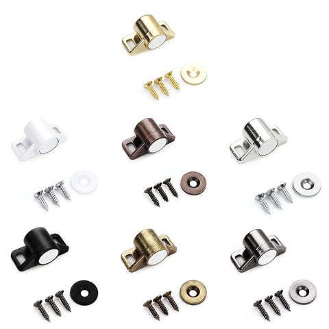 Heavy Duty Cabinet Door Magnets For Latch Closures in various colors with screws, strong magnetic catch for drawers, easy install, durable