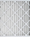 Close-up of Must Have Pleated MERV 10 Air Filter 24x24x2 3 Pack With Actual Size 23.38 x 23.38 x 1.75 showing pleated design