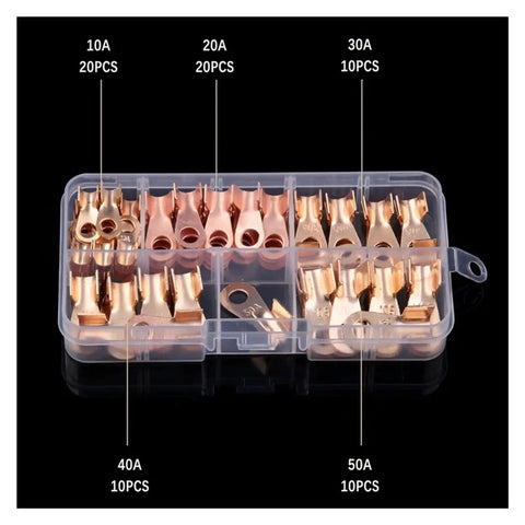 Check Out This Awesome 70 Pack Of Premium Copper Circular Splice Terminals And Wire Connectors Including All Sized OT Open Ring Lugs For Battery Cables With High Amp Assortment Kit That Makes Wiring A Total Breeze, 10A-50A in case