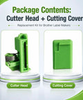 Genuine Cutter Head Replacement For Brother Pt-E100, Pt-D200, Pt-D210 Label Makers, includes cutter head and green cutting cover.