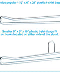 Close-up of hooks on Chrome Grocery Bag Holder Stand, Space Saving Organizer For Easy Bag Storage, fits 11.5 W x 6 D x 21 H inches.