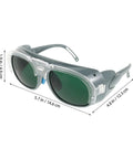 Built Different Welding Safety Goggles With Top Shelf Impact Resistance And Dust Splash Proof Black Gray Lenses For Heavy Duty Shop Work And Everyday Welder Gear, side view showing dimensions.
