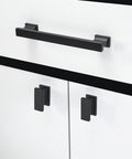 10 Pack 5 Inch Hole Centers Matte Black Cabinet Handles And Drawer Pulls, 6 Inch Overall Length on white kitchen cabinets