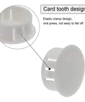 Close-up of 30 Pack White Plastic Hole Plugs 6mm Flush End Caps For 5.5 To 6mm Holes, showing card tooth design.