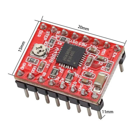 A4988 Stepper Motor Driver Module With Heat Sink For Arduino 3D Printer CNC Machine And Robotics shown with dimensions