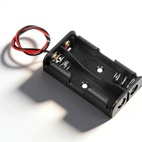 Dual Aa Battery Holder With Prewired Leads Two Pack 3 Volts Output Case For Diy Electronics Sensor Circuits And Led Projects. Compact size with wires.