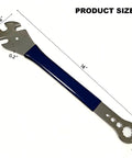 Heavy Duty Bike Pedal Wrench Tool Featuring Tough As Nails Steel Build With Long Non Slip Handle And 6 8 10mm Hex Sockets For No Sweat E Bike Repair Projects, showing dimensions.