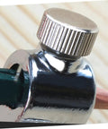 Close-up of the locking mechanism of the Rock Solid Carpenter Scribing Divider And Adjustable Woodworking Measuring Tool featuring large diameter design.