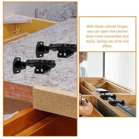 3 Pack Black Stainless Steel Cabinet Hinges For Frameless Cabinets Full Overlay Concealed Design on countertop