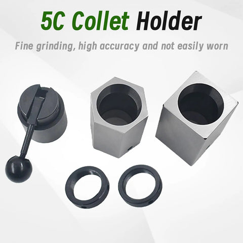 5C Collet Block Set With Holder For Milling Machines, Includes Hex And Square Collet Blocks And Collet Closer, Pro Grade Tool Steel, Durable Precision Blocks For Tight Tolerances And Consistent Milling, with 5C holder and blocks