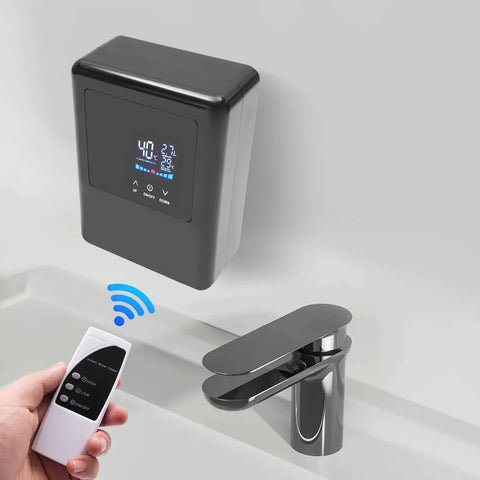 Instant Tankless Electric Water Heater 4500W Wall Mounted Digital Display with remote control for hot water.