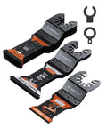Tough As Nails Oscillating Multi Tool Blades Seven Piece Kit Universal Fit Cr V Steel And Carbide Grit blades for cutting wood and more.