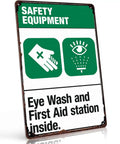 Retro Safety Equipment Metal Sign 8x12 Inch Eye Wash First Aid Wall Decor For Home Garage Office Perfect For Kitchen Workshop Bar And Man Cave Spaces With Bold Metal Finish, metal eye wash sign