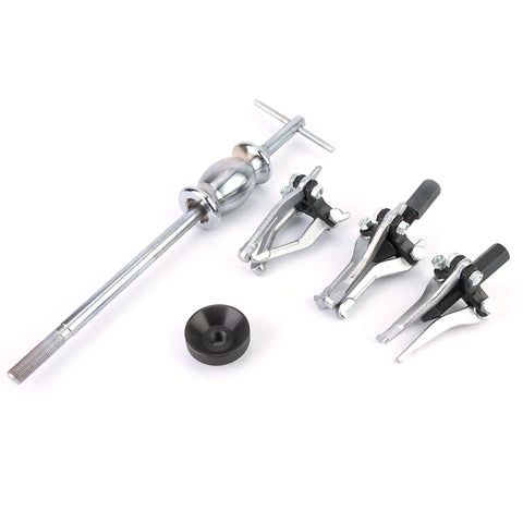 Heavy Duty 5 Piece Gear Bearing Puller Kit Slide Hammer Drop Forged Carbon Steel Locking 3 Jaw Design Fits 15 To 120mm Bearings on white background