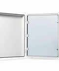 Open view of Outdoor IP67 Weatherproof Junction Box With Inner Door Mounting Plate And Wall Brackets 20 By 16.1 By 7.9 Inch Grey Enclosure