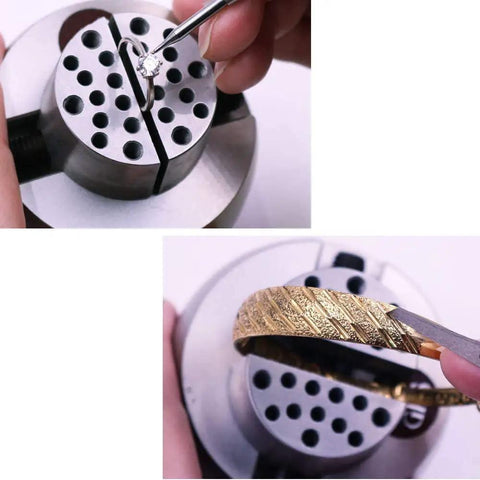 Ball Vise Engraving Tool Set With 3 Inch Professional Ball Vise And 30 Attachment Blocks for fine jewelry engraving work.