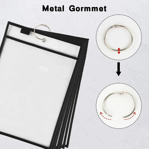 32 Pack Reusable Dry Erase Pocket Sleeves Clear PVC Sheet Protectors for Classrooms and Offices with Tear Resistant Waterproof Edges Metal Grommets