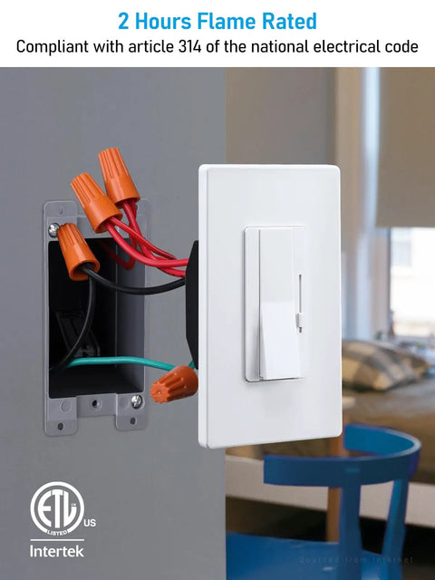 12 Pack 14 Cu In Single Gang Old Work Electrical Outlet Box For Retrofit Walls Heavy Duty Steel Electrical Boxes With Four Knockouts And Easy Wiring Ideal For Home Renovations New Installations And Quick Upgrades. old-work box installed behind a switch with wired knockout openings