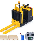 Get Your Hands On This Wheelfun RTR Metal 1/14 Electric Remote Control Forklift MO55 with yellow lifting forks and remote control.