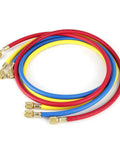 No Sweat One Point Five Meter AC Recharge Hose With Easy Turn Valves Six Hundred Psi Pressure Rated Quarter Inch Tube for coolant transfers