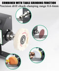 Electric Belt Sander Drill Chuck Adapter Grinder Machine With One Click Adjustment For Knife Sharpening Polishing Wood Stone Plastic Acrylic 0.6-6mm Quick Change Collet System with table grinding function.