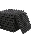 Built Legit Egg Crate Acoustic Foam Panels 9 Piece Set, 12x12x2 inches, black foam for noise reduction, stacked display.