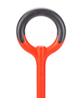 Top handle of Manual Serrated Garden Edger For Landscaping And Clean Lawn Borders, Steel Tool In Red, showing loop grip design.