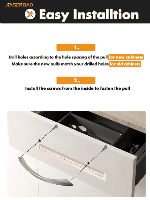 Installation guide for 10 Pack Brushed Nickel Cabinet Pulls 6.3 Inch Arch Twisted Silver Handles for kitchen cabinets.