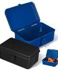 Badass Heavy Duty Metal Toolbox With Secure Locking Latch And Portable Carry Handle For Auto Work And Home Fixes, two color options.