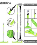 All Purpose Floor Dust Mop With 58 Inch Extendable Handle And Washable Chenille Pads, installation instructions shown