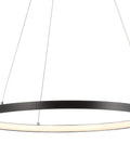 Matte Black Modern Integrated LED Pendant Light With Dimmable Round Hoop Chandelier For Kitchen Island And Dining Room Adjustable Height ETL Listed Sleek Minimalist Ceiling Lighting Fixture