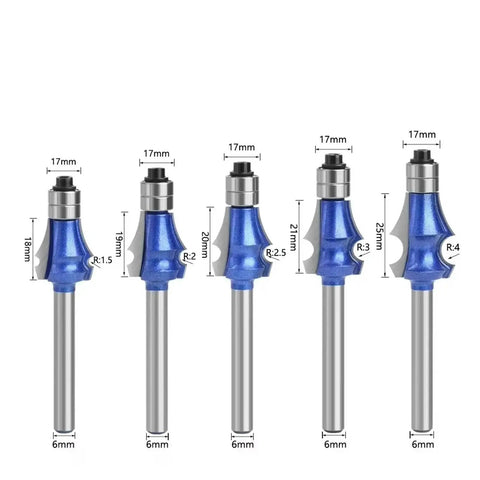 Premium Carbide Drawing Line Router Bit Featuring Solid 1/4 Inch Or 6mm Shank For Smooth Woodworking With Curved Profiles In R1.5 To R4 Sizes
