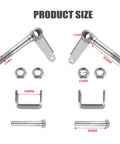 Go Kart Steering Spindle Bracket Set Five Eighth Inch Axle Kingpin Four And One Half Inch Long, nuts and bolts, product size diagram