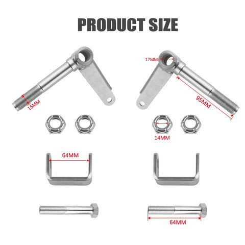 Go Kart Steering Spindle Bracket Set Five Eighth Inch Axle Kingpin Four And One Half Inch Long, nuts and bolts, product size diagram