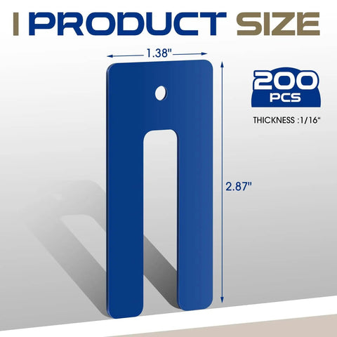 200 Pcs Horseshoe Tile Spacers U Shaped One Sixteenth Inch For Tile Leveling System Blue Levelers front view size details