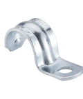 3/4 Inch EMT Conduit Strap Clamp One Hole, steel clamp for secure electrical wiring installation, UL listed, heavy duty mount.